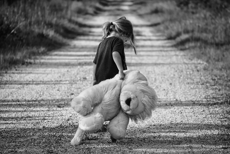 boy walking teddy bear child walk female happy 4k