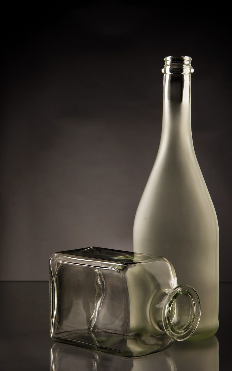bottles glass transparent cut green 4k