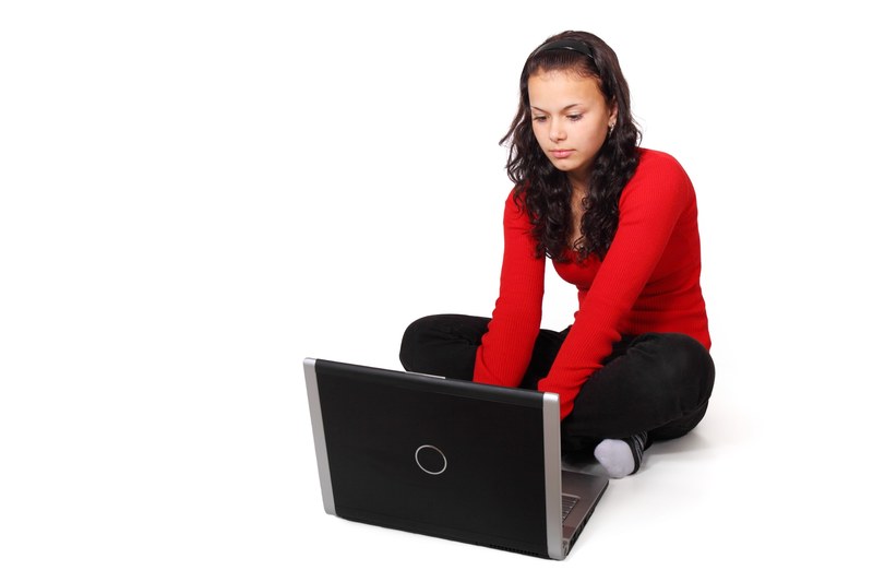 blogging computer female girl internet isolated 4k