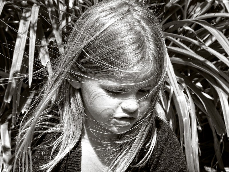 black and white girl young kid face person female 4k