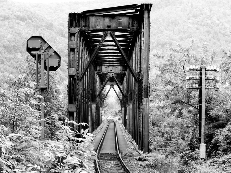 black and white railway bridge railway bridge 4k