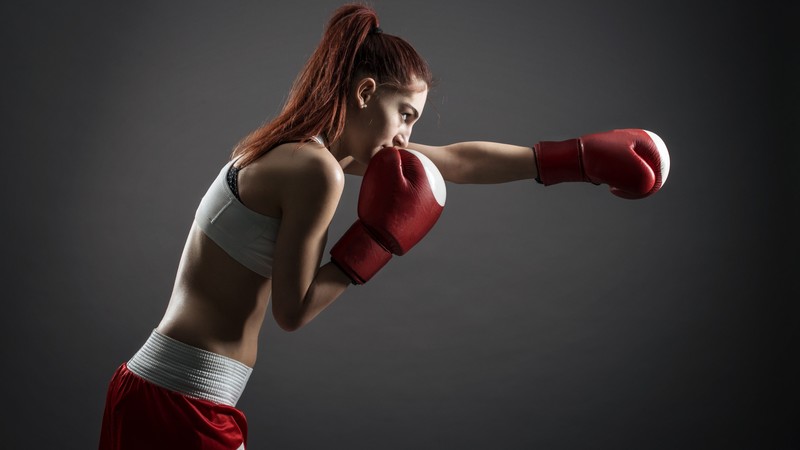 Boxing gloves, girl, boxing, 4K