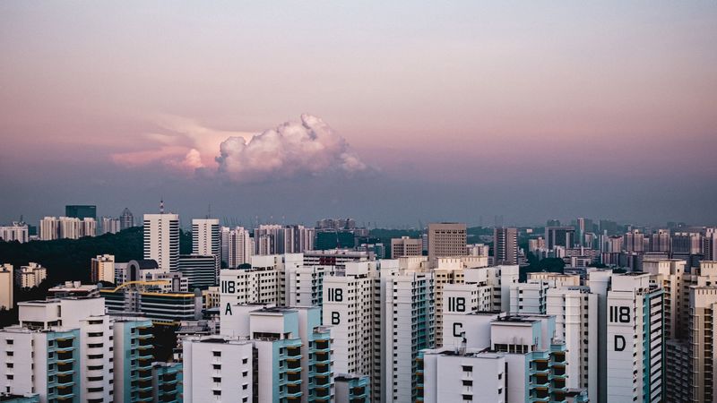 city, building, sky, clouds, 4k