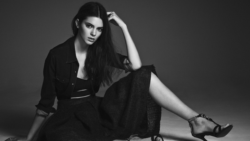 Kendall Jenner, beauty, black, white, 6K