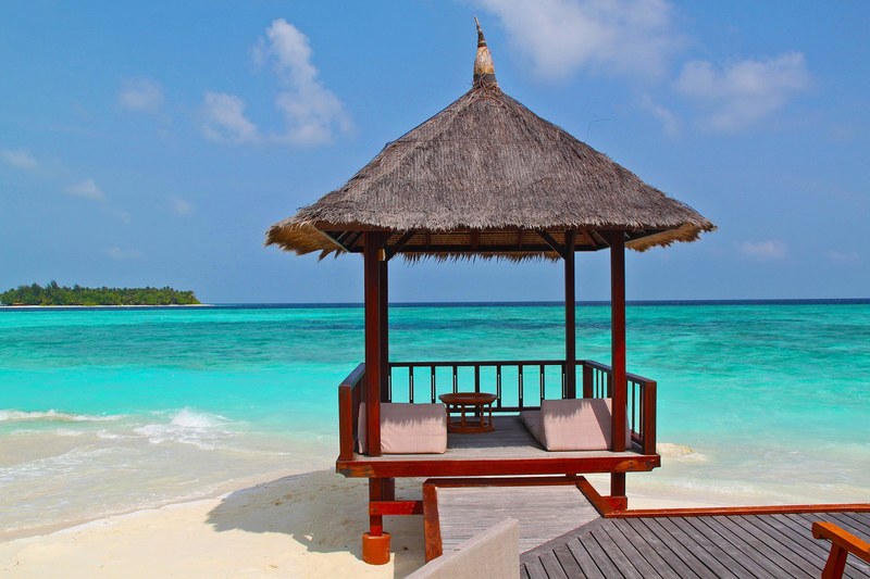 beach hut beach vacation holidays sand sea 4k