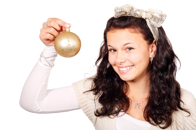 ball bauble christmas decoration female girl 4k