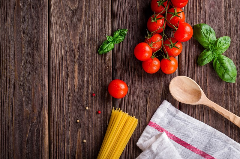 background frame food kitchen cook tomatoes pasta 4k