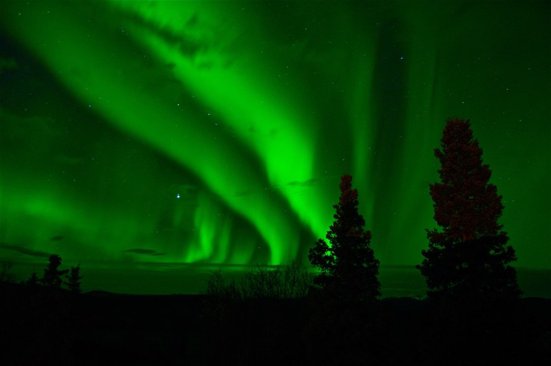 aurora borealis northern lights green yukon 4k