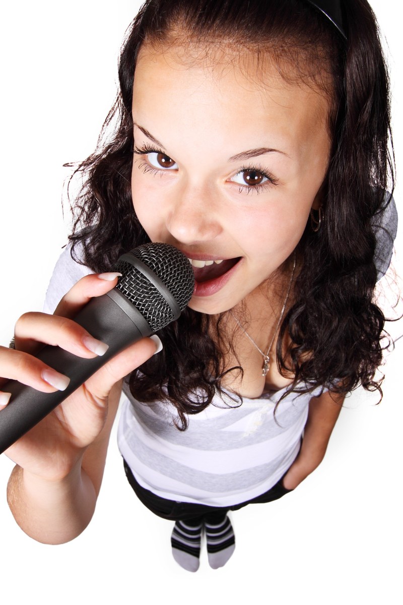 audio female girl karaoke microphone music party 4k