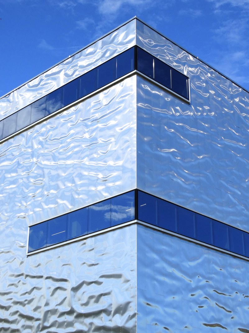 architecture building modern shiny metallic facade 4k