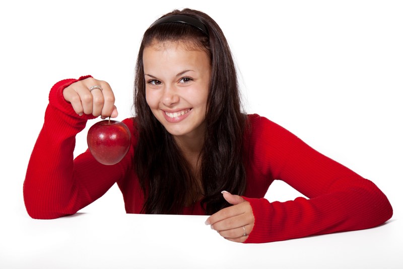 apple cute diet female food fruit girl healthy 4k