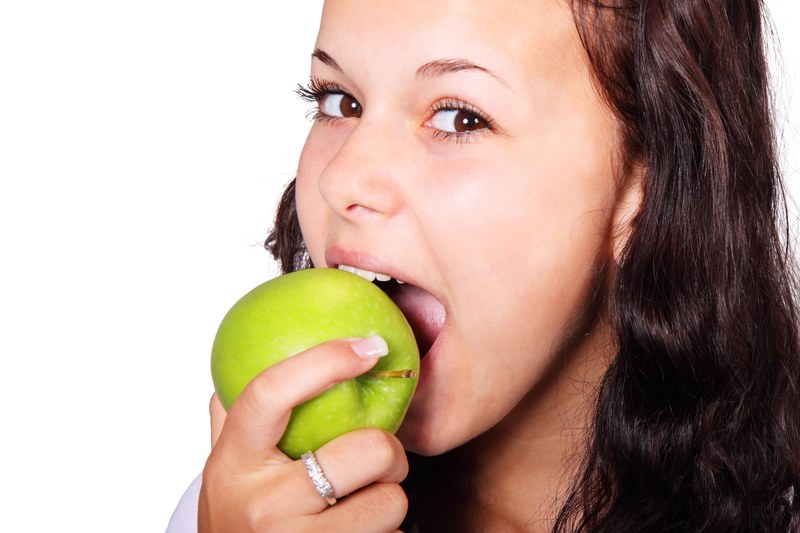 apple bite diet eat face female food fruit girl 4k
