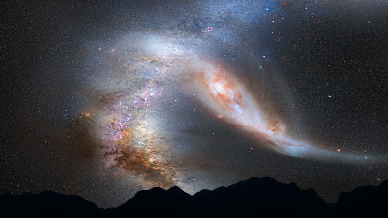 andromeda galaxy milky way collision space stars 4k