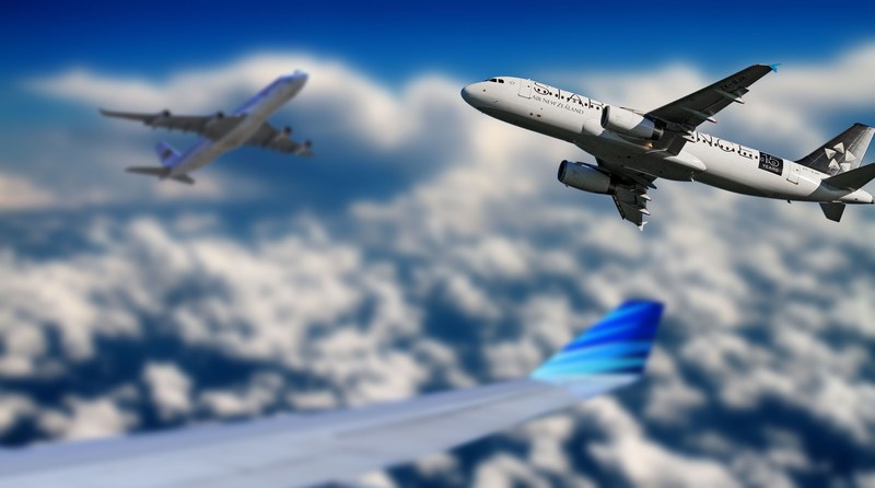 aircraft sky fly blue aviation travel cloud wing 4k
