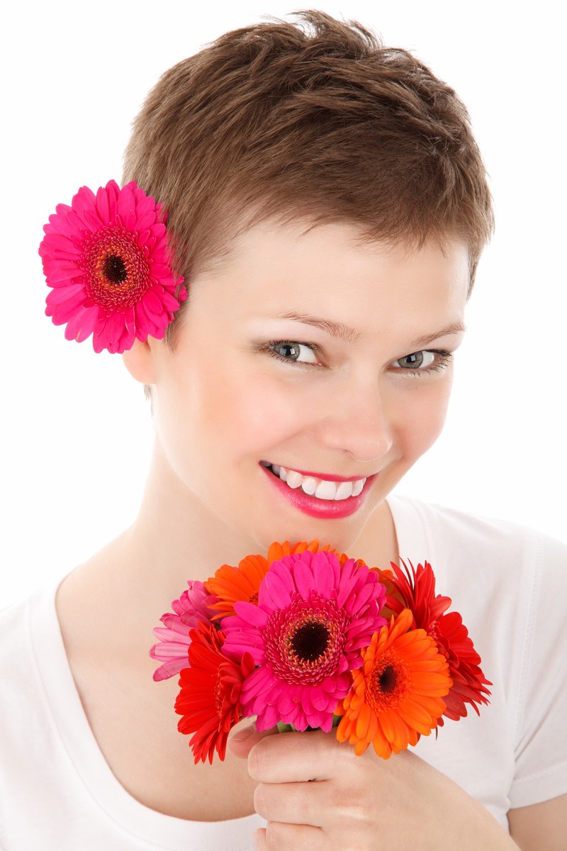 adult beautiful beauty face fashion female flower 4k