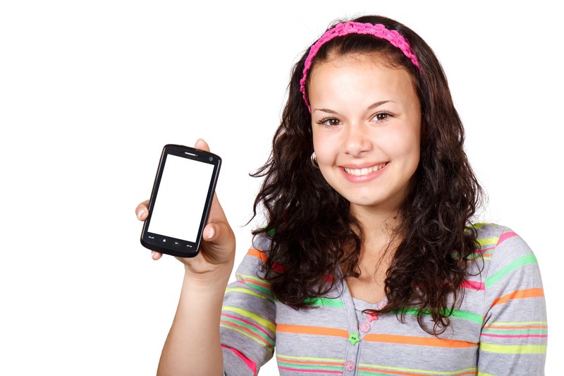 adult cell face female girl happy holding 4k