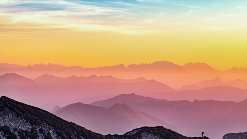 mountains, sky, clouds, 4k