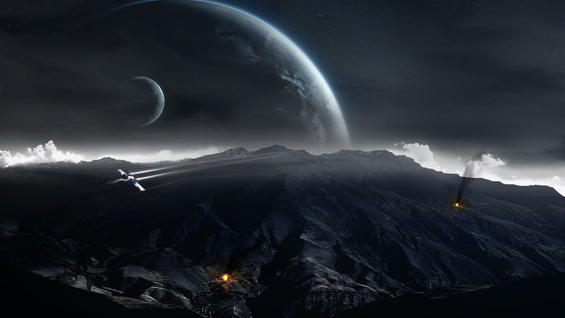 Space, dark, planet