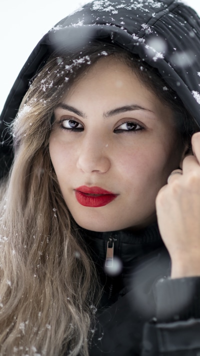 Women Model, Lipstick, Brunette, Hood, 2160x3840