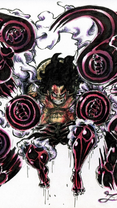 Anime One Piece, Monkey D. Luffy, Snake Man (Mega Man), Gear Fourth, 2160x3840
