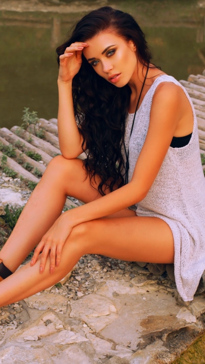 Women Model, Black Hair, Blue Eyes, Long Hair, 2160x3840