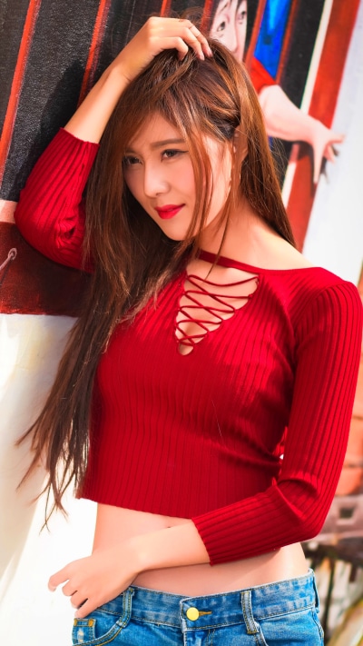 Women Model, Asian, Long Hair, Lipstick, Brunette, 2160x3840