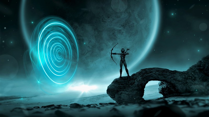 Archer, girl, space, 4K