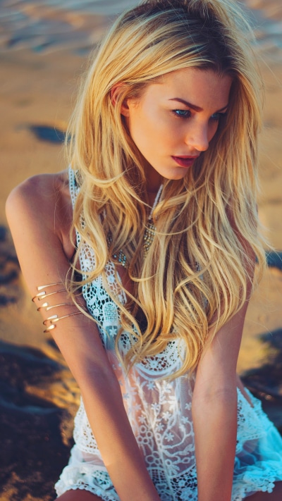 Women Model, Sand, Blonde, Beach, 2160x3840