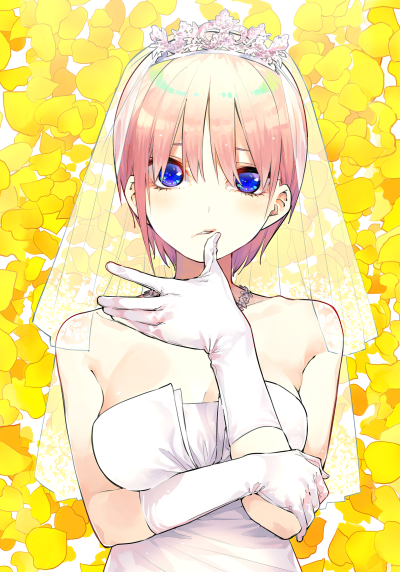 Anime The Quintessential Quintuplets, Pink Hair, Ichika Nakano, Bride, 5-Toubun No Hanayome, Blue Eyes, 1668x2388