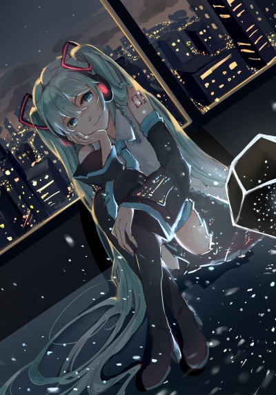 Anime Vocaloid, Blue Eyes, Hatsune Miku, Blue Hair, Twintails, 1668x2388