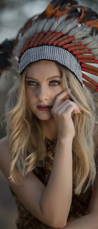 Women Model, Lipstick, Headdress, Blonde, 1644x3840