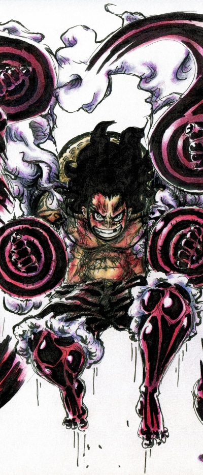 Anime One Piece, Snake Man (Mega Man), Monkey D. Luffy, Gear Fourth, 1644x3840