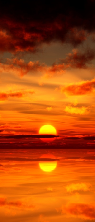 Earth Sunset, Reflection, Sun, Orange (Color), 1644x3840