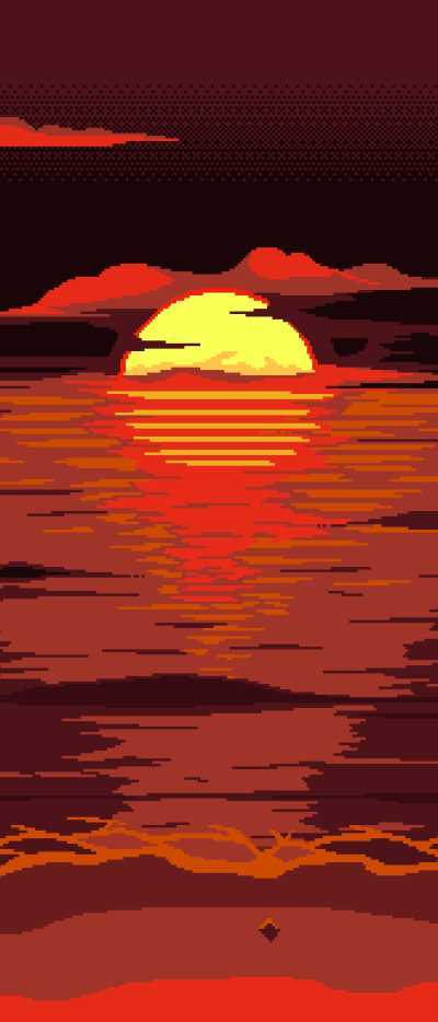 Artistic Pixel Art, Sun, Red, 1644x3840