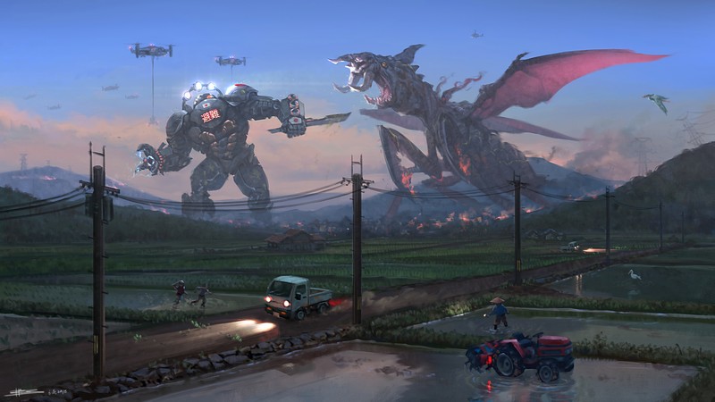 Robot, Dragon, creature, 4K