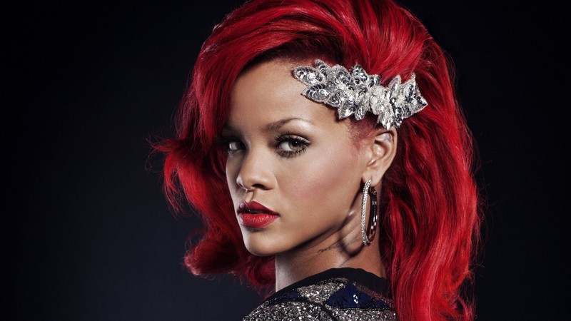 Rihanna, Singer, red, hair, 4K