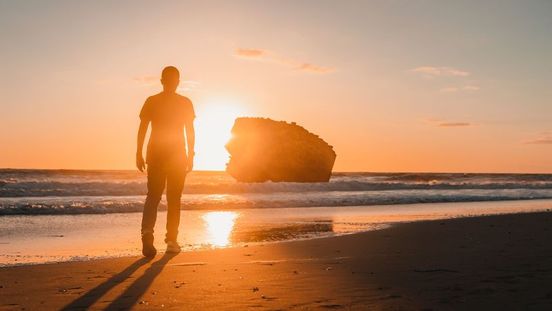 lonely, loneliness, sunset, beach, 4k
