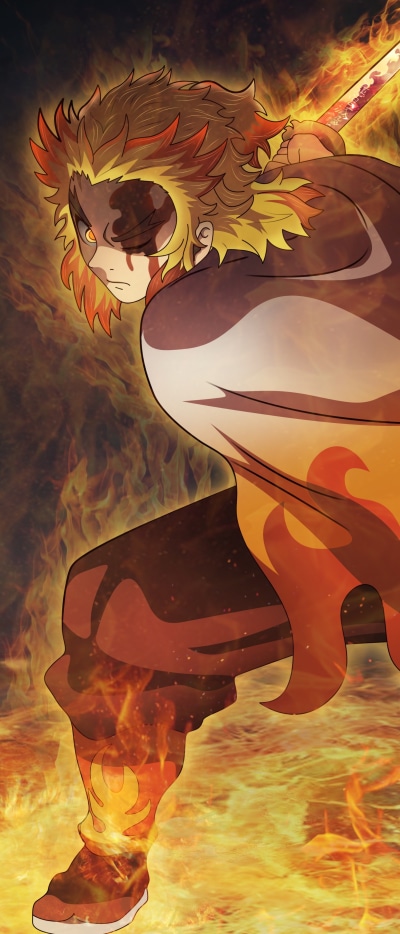 Anime Demon Slayer: Kimetsu no Yaiba - The Movie: Mugen Train, Kyojuro Rengoku, 1644x3840