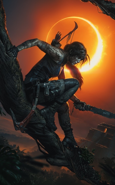 Video Game Shadow of the Tomb Raider, Night, Lara Croft, Woman Warrior, 1600x2560