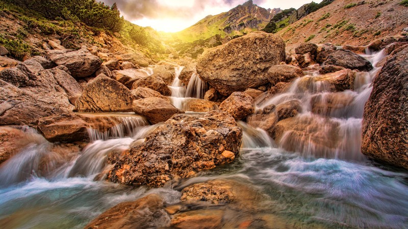Waterfall, Alpine, 4K