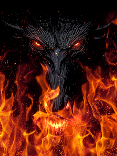 Dark Demon, Fire, Flame, 1536x2048
