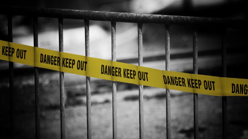 danger, inscription, lattice, 4k