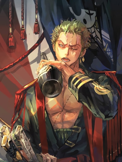 Anime One Piece, Blonde, Sanji (One Piece), Green Hair, Drinking, Roronoa Zoro, 1536x2048