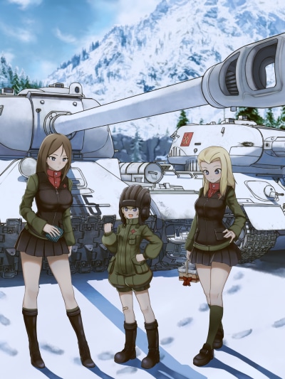 Anime Girls und Panzer, Clara (Girls Und Panzer), Katyusha (Girls Und Panzer), Nonna (Girls Und Panzer), 1536x2048