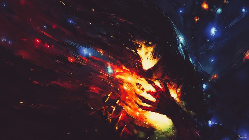 Dark, fire, 4K