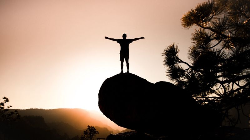silhouette, loneliness, lonely, rock, 4k