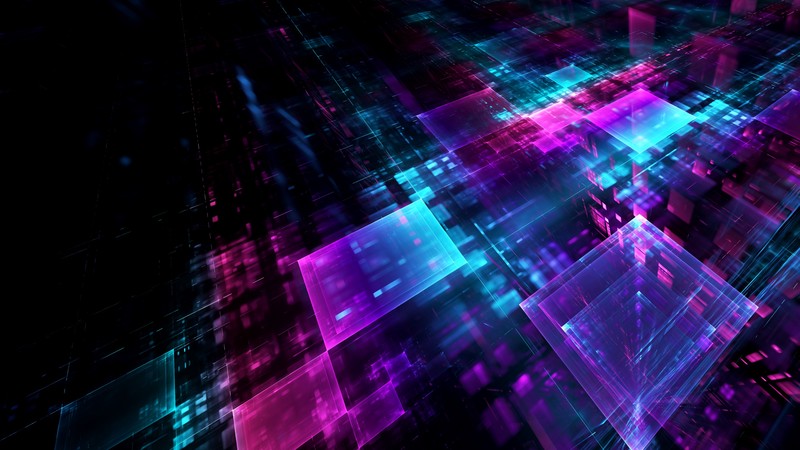 digital, geometric, cube, lines, 3D, 4K