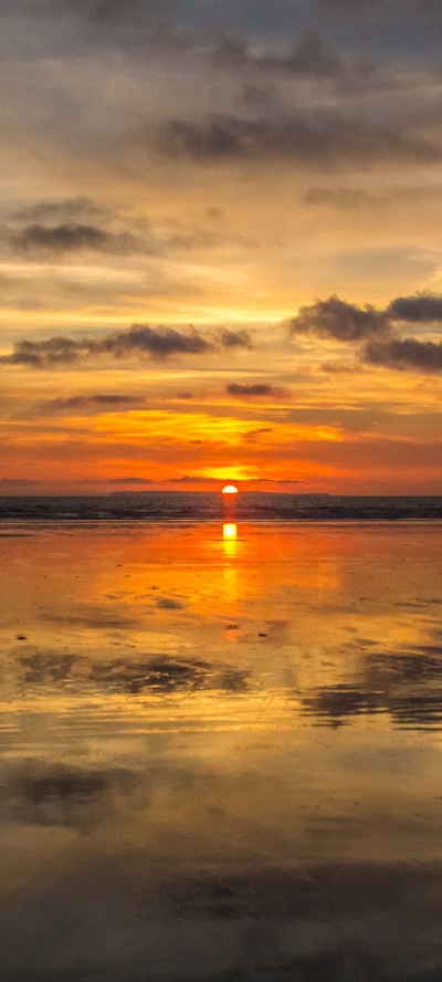 Earth Ocean, Reflection, Horizon, Cloud, Sky, Sunset, 1440x3200