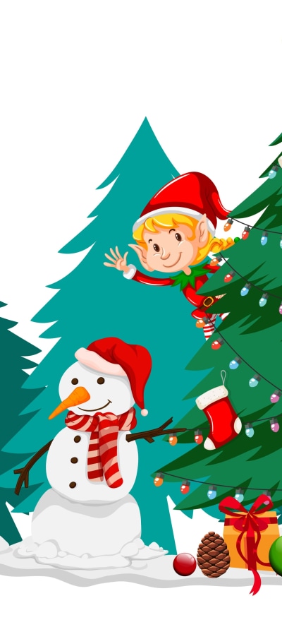 Holiday Christmas, Snowman, Elf, 1440x3200