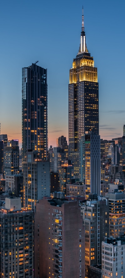 Man Made Manhattan, Skyscraper, Building, New York, USA, 1440x3200